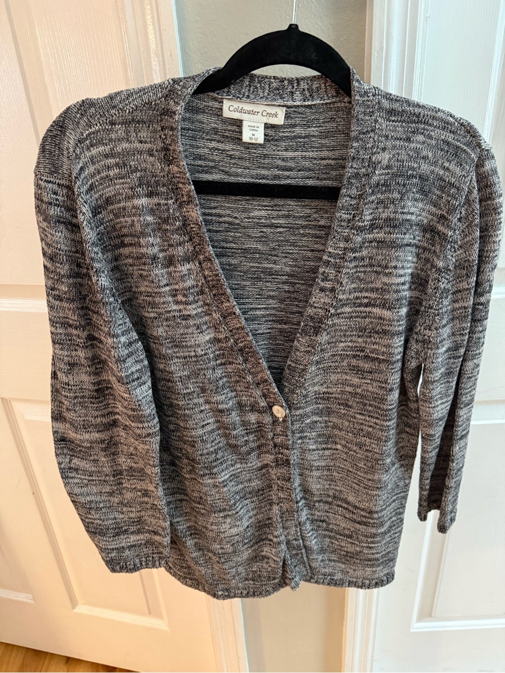 Coldwater Creek Women's Gray Marled V-Neck Button Cardigan